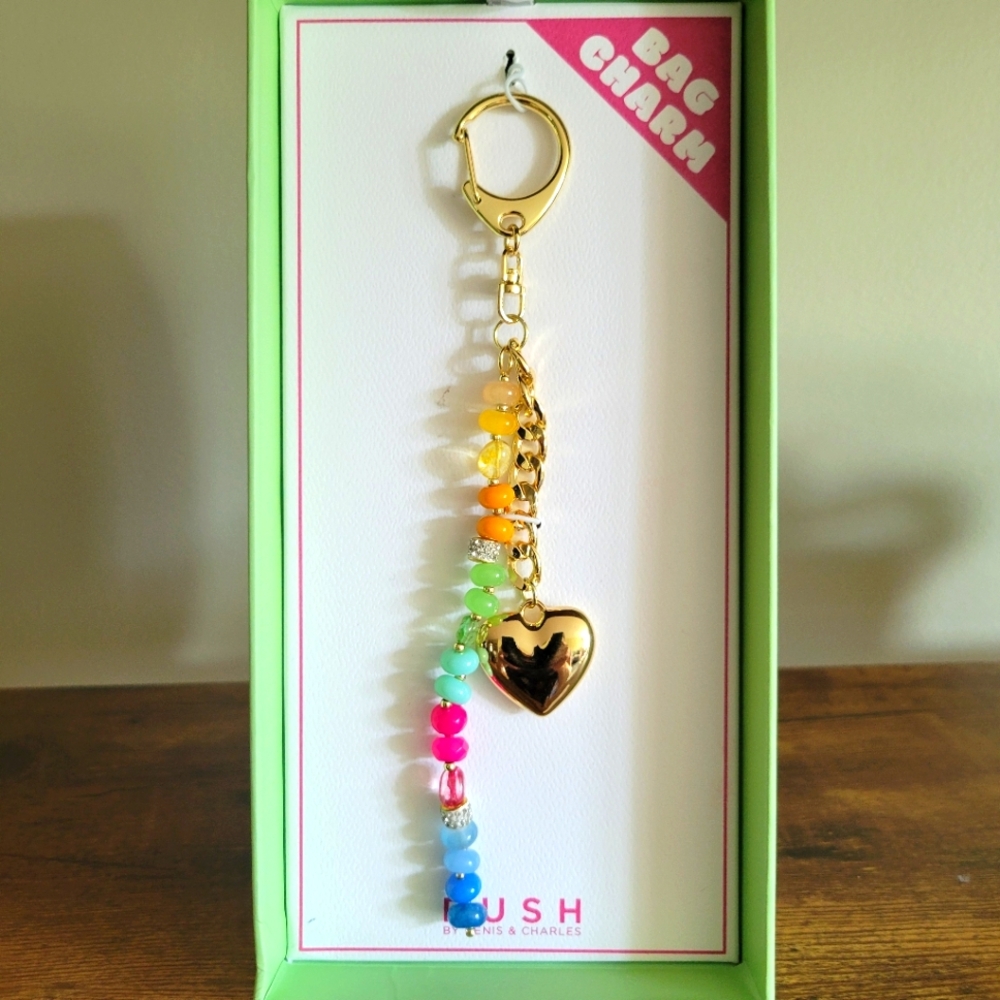 SALE 50% OFF ALREADY MARKED Gold and Multicolor Beaded Key Holder